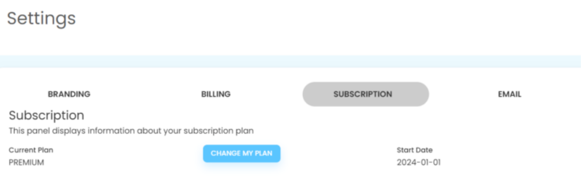 Account information management cards at Setting – Account